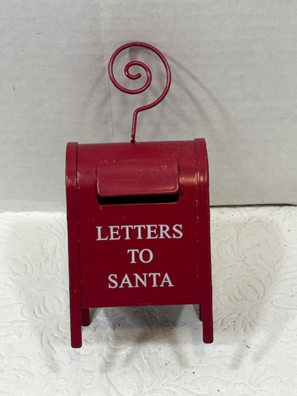 Letters to Santa Red Metal Mailbox Christmas Standing Hanging Ornament SpiralTop